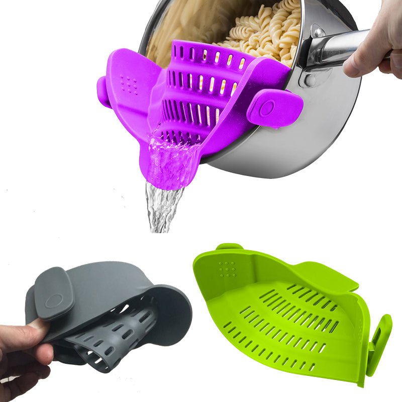 Silicone Clip-on for Pots, Pans, Bowls | Strainer/Colander for Draining Liquid - OhThatsNeat