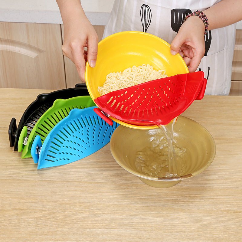 Silicone Clip-on for Pots, Pans, Bowls | Strainer/Colander for Draining Liquid - OhThatsNeat